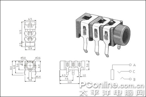 音频接口 3.5mm 立体声