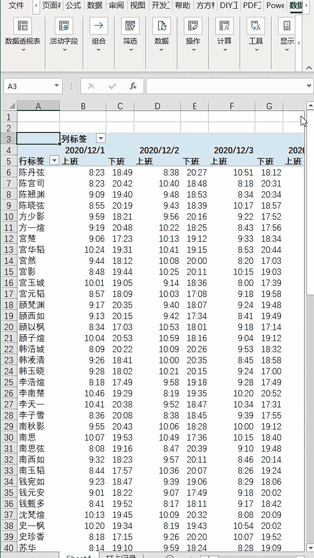 Excel数据透视表制作考勤统计表_Excel考勤统计表技巧_电脑怎么做统计图