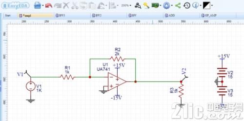 反向运算放大电路设计_ad中运算放大器怎么找_EasyEDA运放电路仿真教程