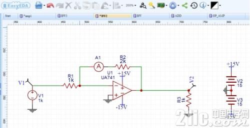 EasyEDA运放电路仿真教程_反向运算放大电路设计_ad中运算放大器怎么找