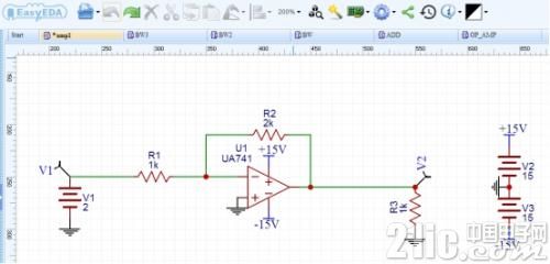 反向运算放大电路设计_EasyEDA运放电路仿真教程_ad中运算放大器怎么找