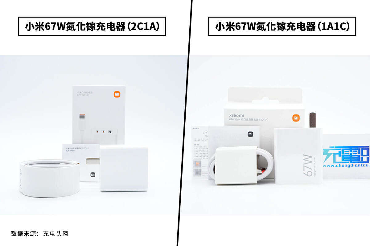 小米67W三口氮化镓充电器评测_小米67W氮化镓充电器拆解对比_小米6数据线接口类型
